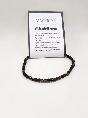 Pulsera de obsidiana 4mm minimalista protección energética macerox