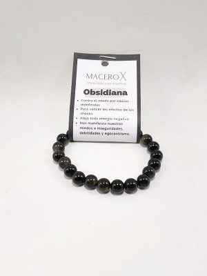 Pulsera de obsidiana 8mm clásica protección energética y escudo macerox