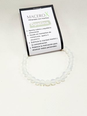 Pulsera de opalina 6mm resplandor azulado claridad mental e intuición macerox