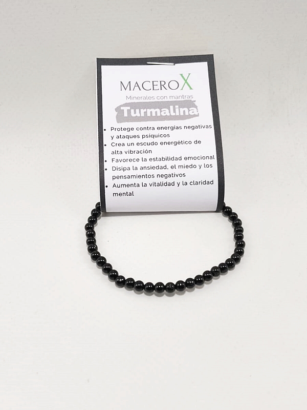 Pulsera de Turmalina Negra 4mm – Protección Discreta y Escudo Energético Diario Macerox Pulsera de protección de turmalina negra natural 4mm macerox