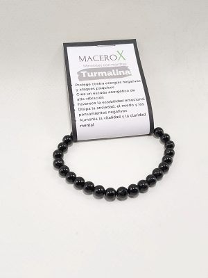 Pulsera de turmalina negra 6mm protectora natural macerox