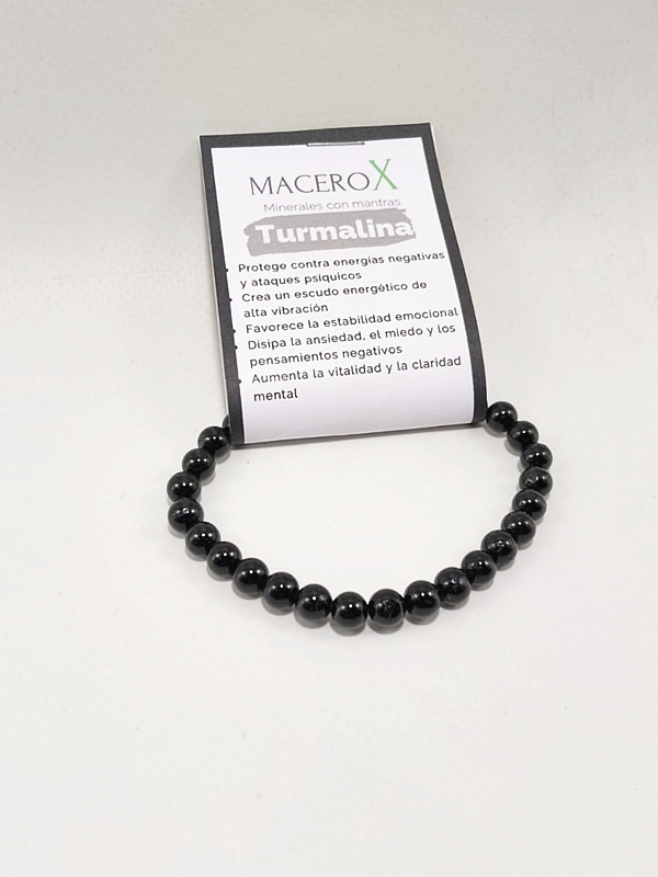 Pulsera de Turmalina Negra 6mm – Equilibrio, Protección y Limpieza Energética Macerox Pulsera de turmalina negra 6mm protectora natural macerox