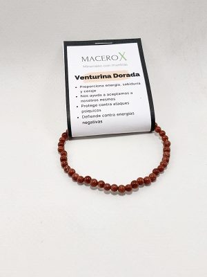 Pulsera de venturina dorada 4mm protección energética y brillo personal macerox
