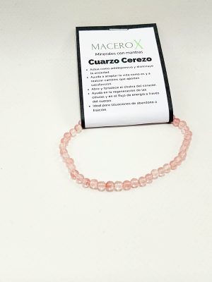 Pulsera de cuarzo cerezo 4mm minimalista sanación emocional y esperanza macerox