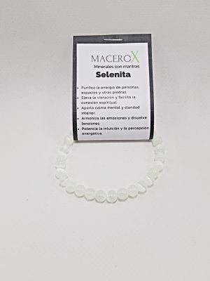 Pulsera de selenita blanca natural 6mm purificacion macerox