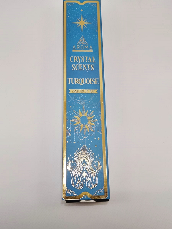 Incienso orgánico Aroma Crystal Turquesa con minerales reales.
