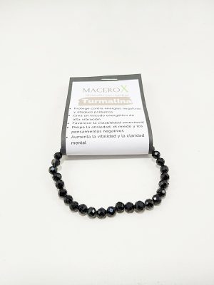 Pulsera de Turmalina Negra Facetada 6mm