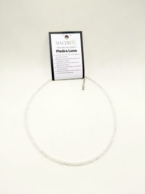 Gargantilla de Piedra Luna Natural Facetada 3mm– Intuición, Ciclos y Equilibrio Emocional
