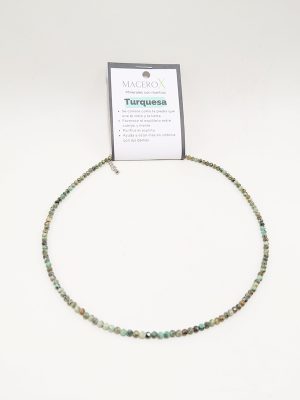 Gargantilla de cuentas de turquesa africana facetada con tonos verdes y marrones macerox